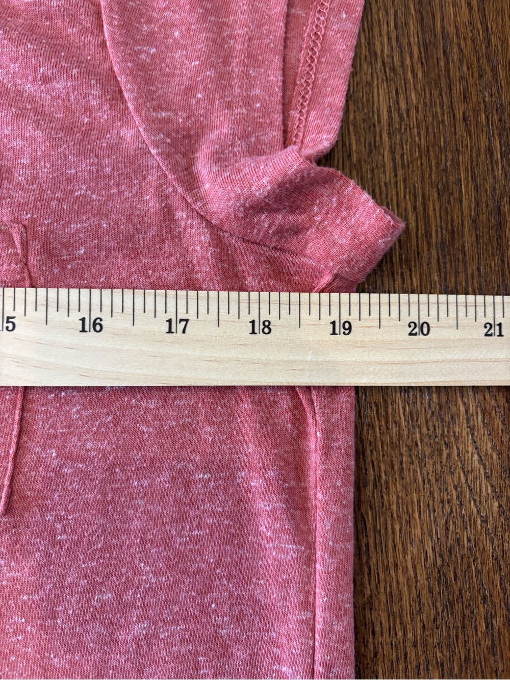 LOFT Outlet Coral Heathered Tee | Embroidered Neckline Pocket Top | M - Picture 8 of 11